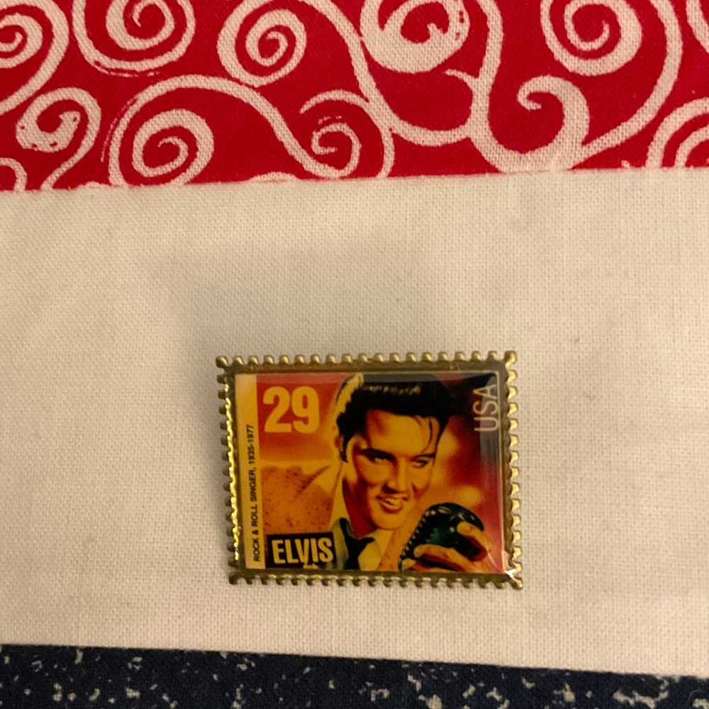 Elvis Presley Authentic Memorbelia Stamp Pin Backing Plate - Gold Tone
